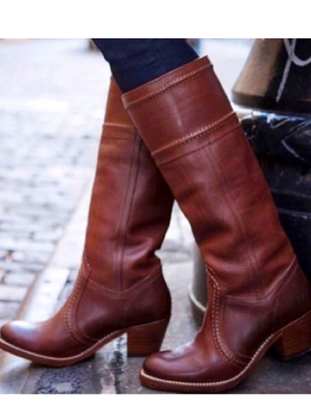 Frye Jane Stitched Knee High Heeled Boots - Picture 7 of 10